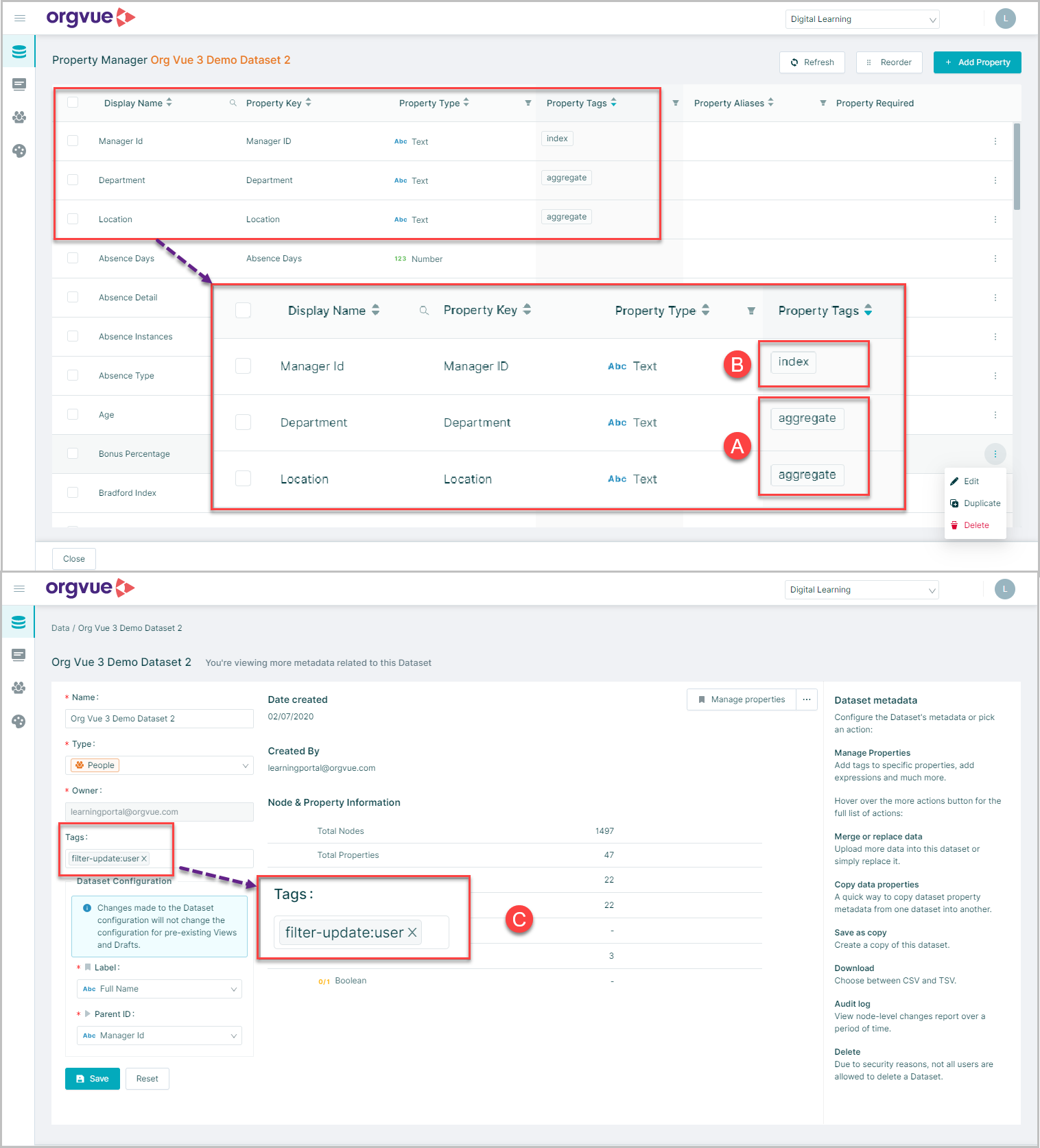 Dataset Metadata | Orgvue Settings User Guide
