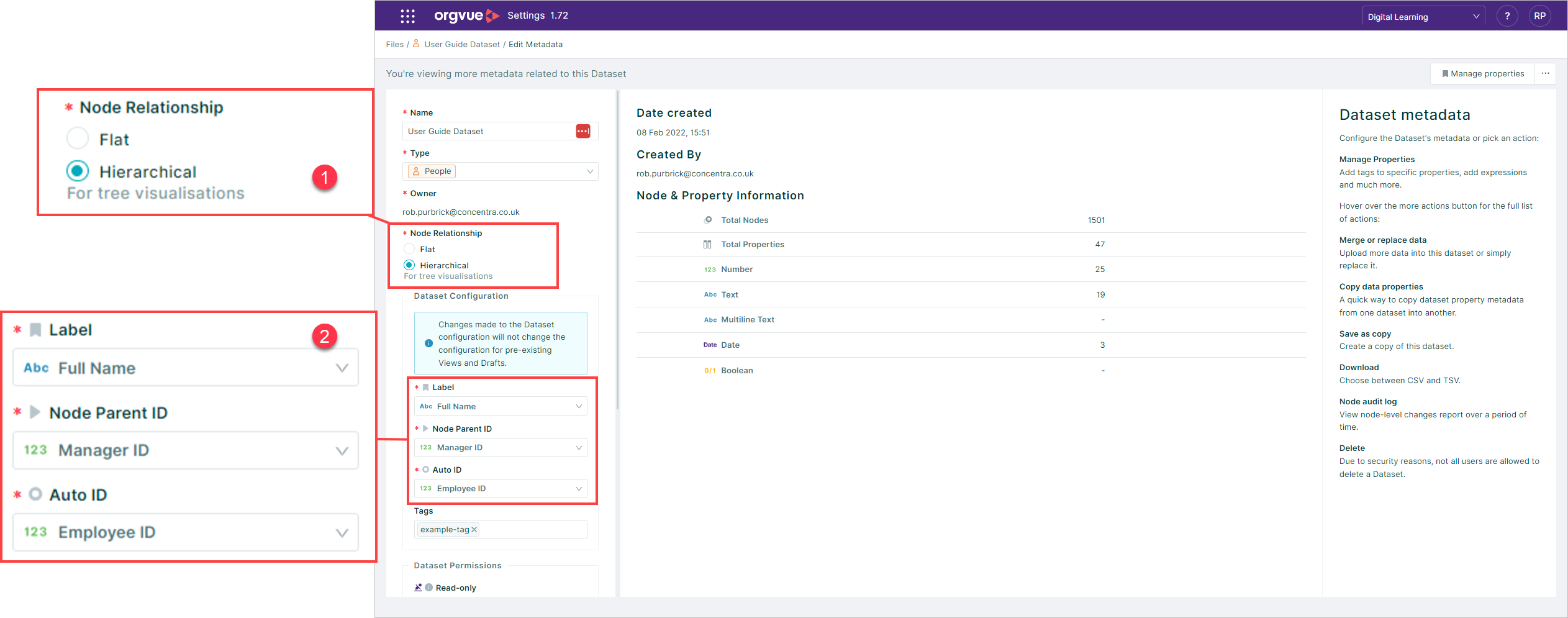 Dataset Metadata | Orgvue Settings User Guide