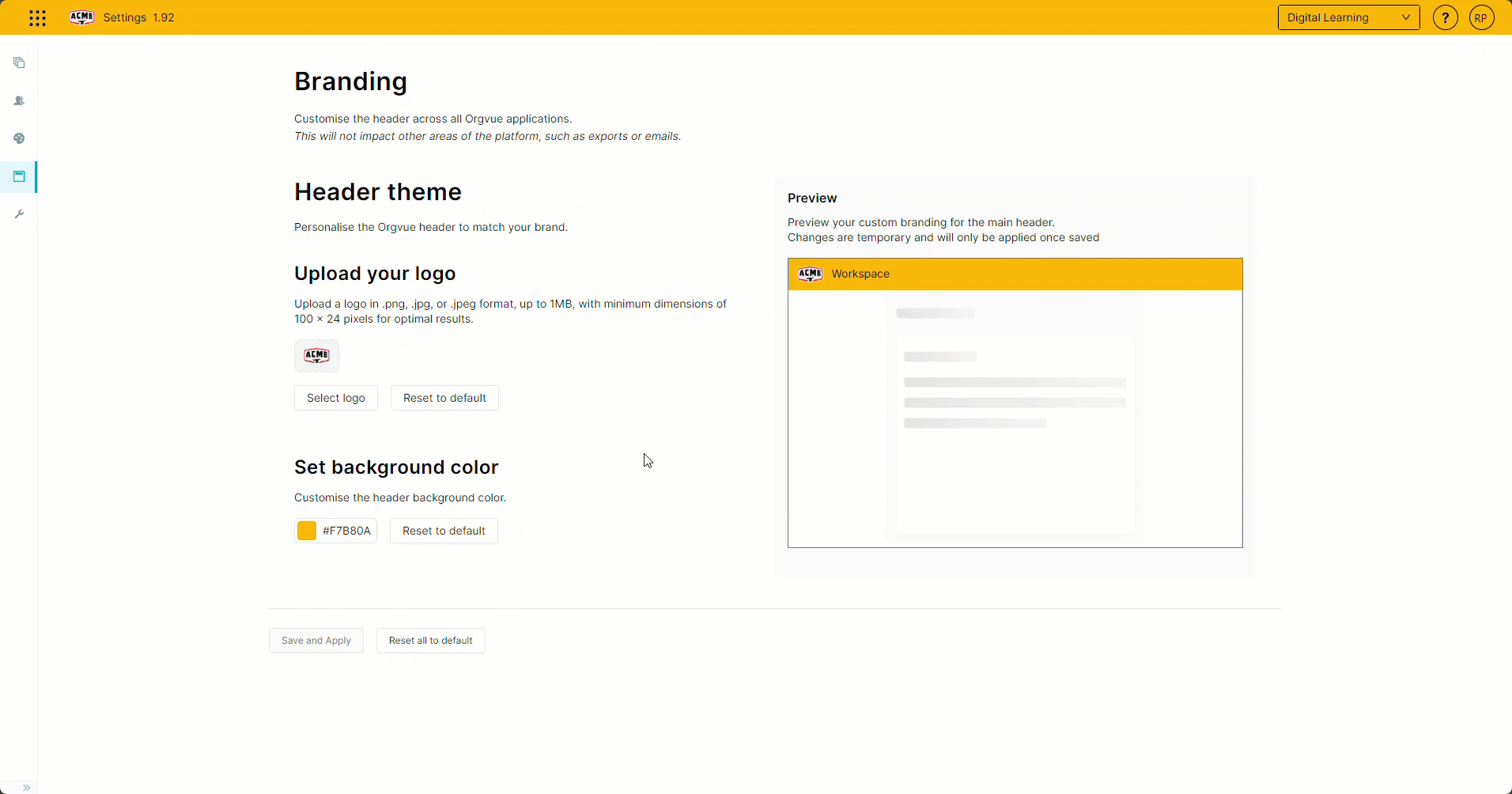 Branding | Orgvue Settings User Guide