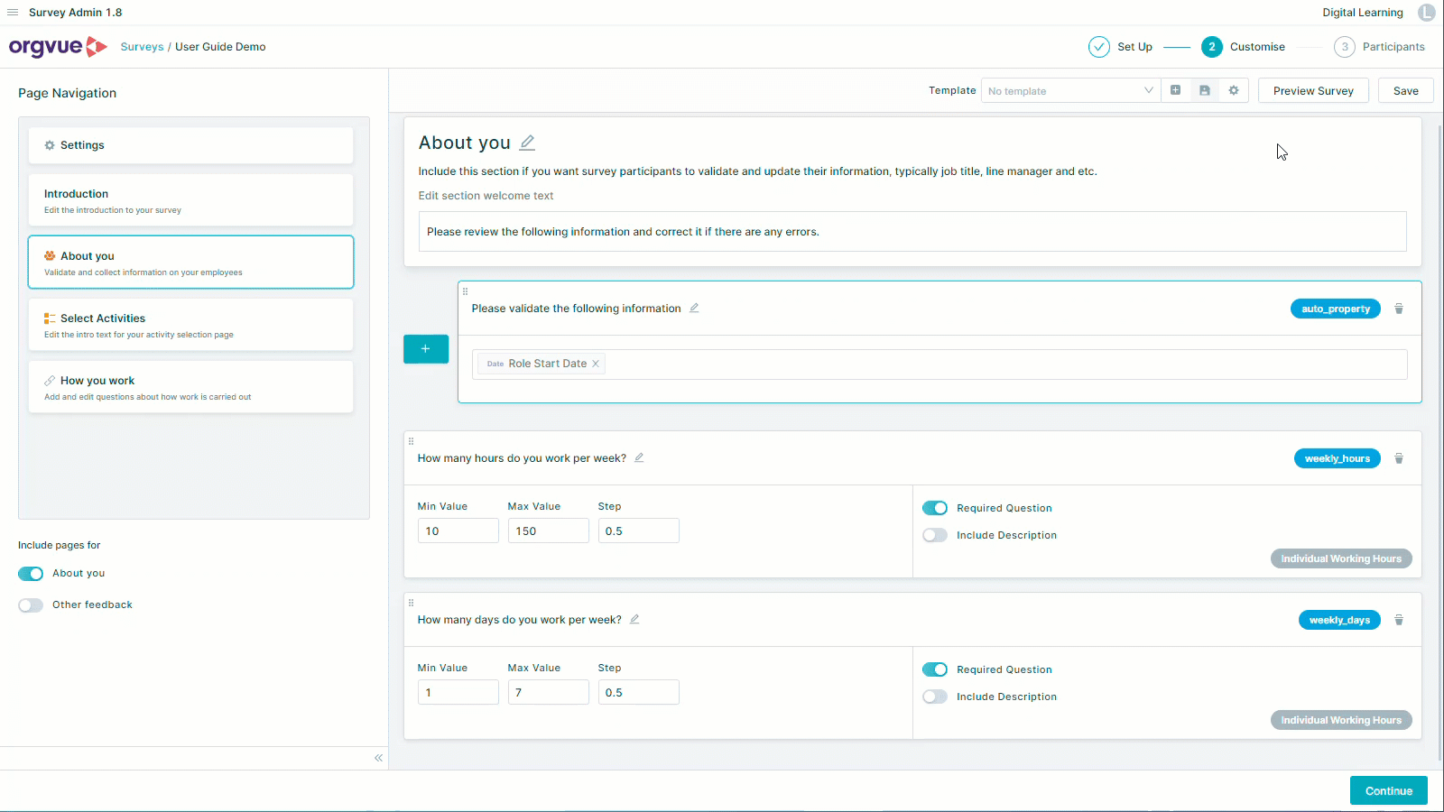 Preview Survey | Orgvue Survey Admin User Guide