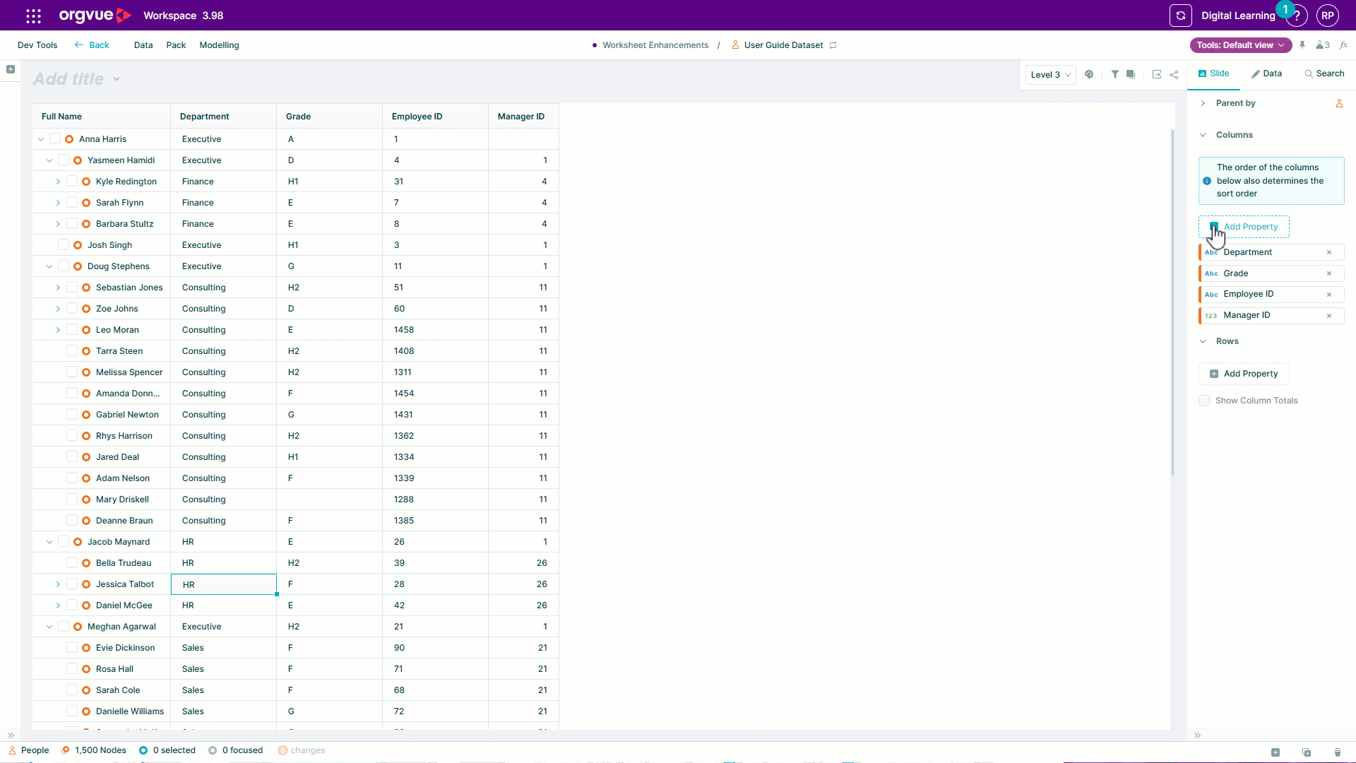Worksheet Slide | Workspace User Guide