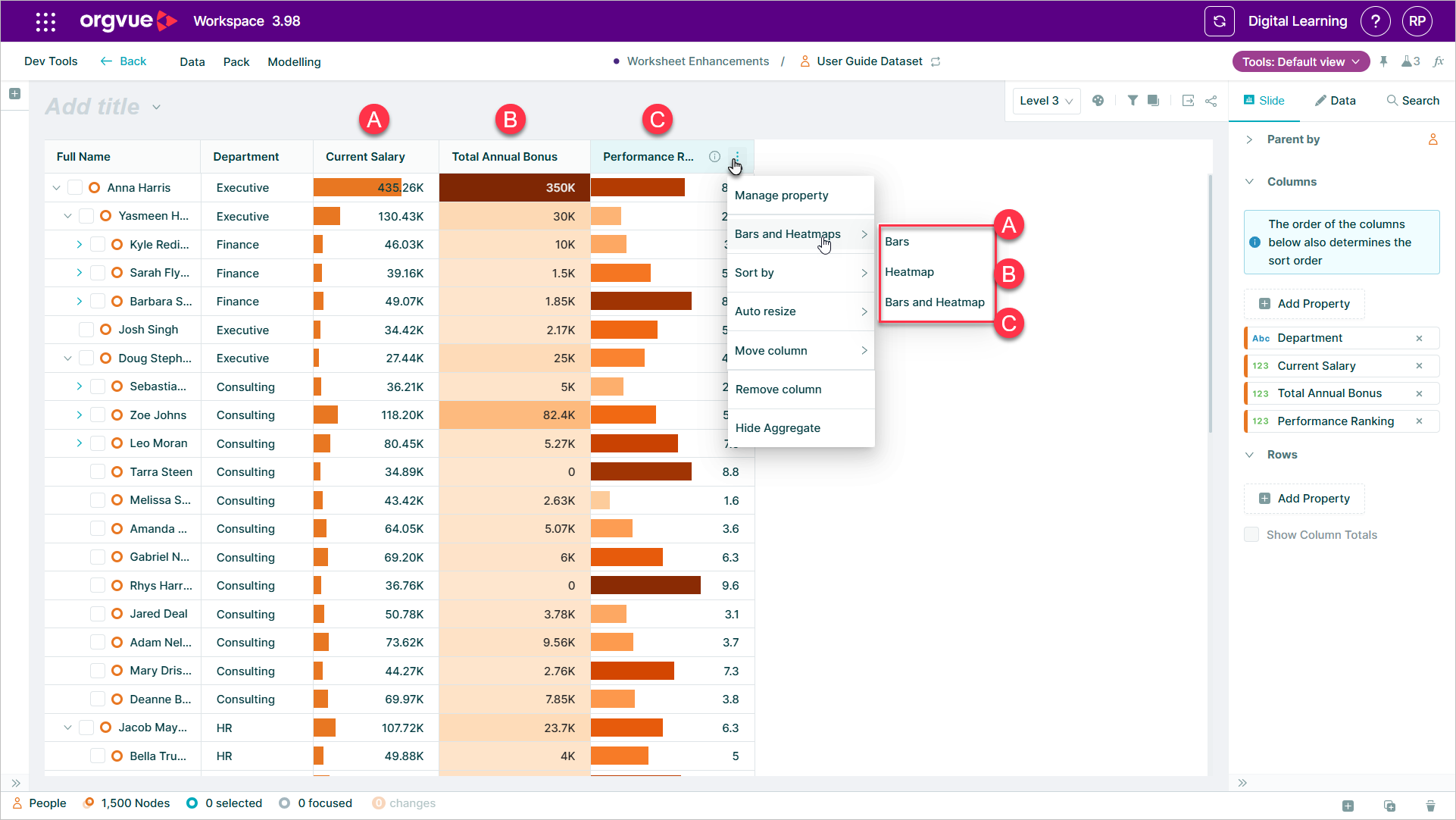 Worksheet Slide | Workspace User Guide