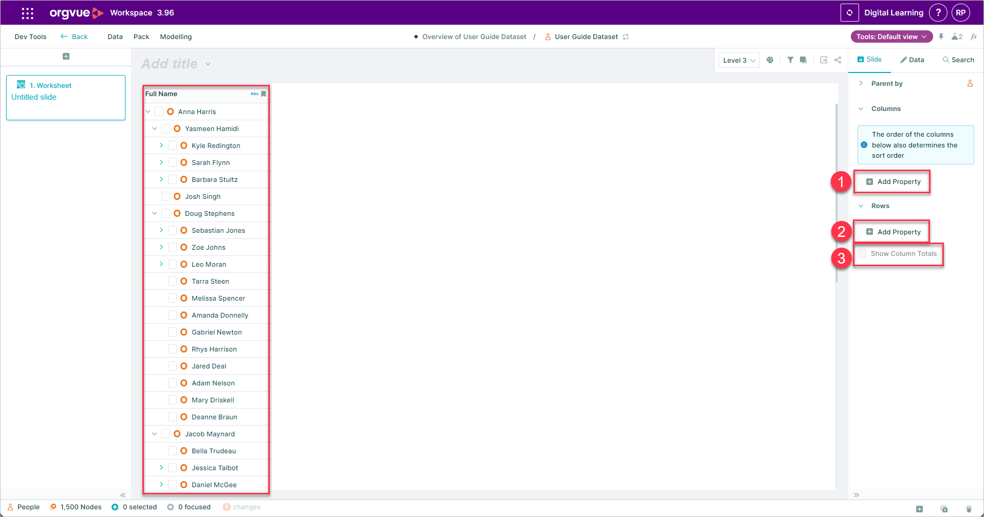 Worksheet Slide | Workspace User Guide